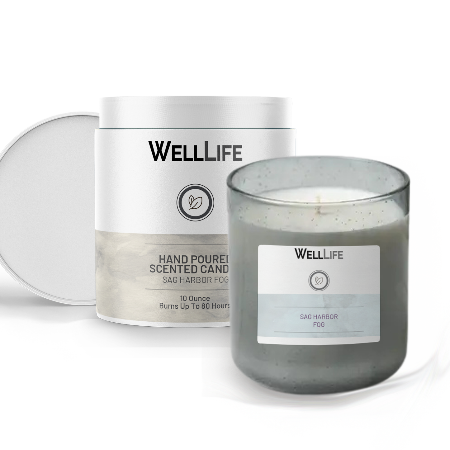 Welllife candle with packaging on a white background