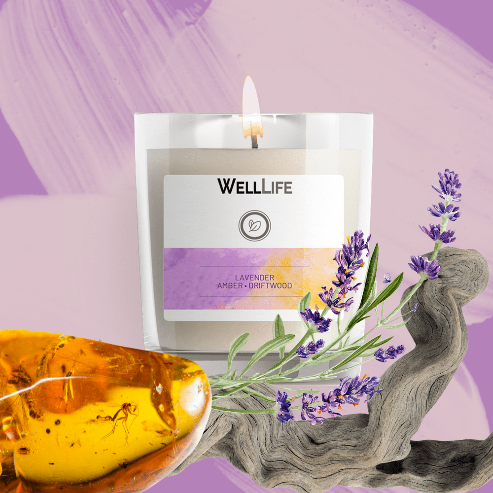 Lavender Amber Driftwood Candle - Well LifeCandle