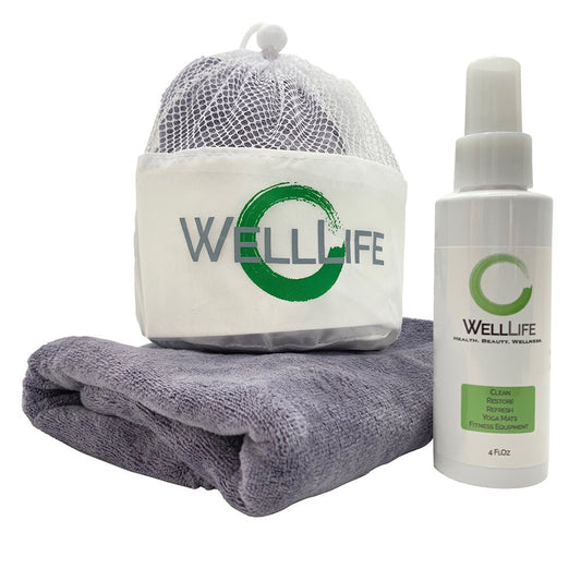 Plant Based Cleaner for Yoga Mats & Fitness Equipment + Towel - Well LifeHome Products