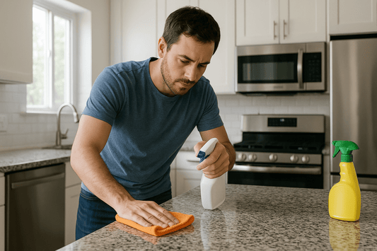 Man cleaning kitchen counter Well Life