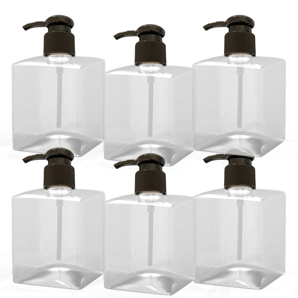 6 Pk Clear Plastic Square Pump Bottles for Lotion, Soap, anything 8oz - Well Life