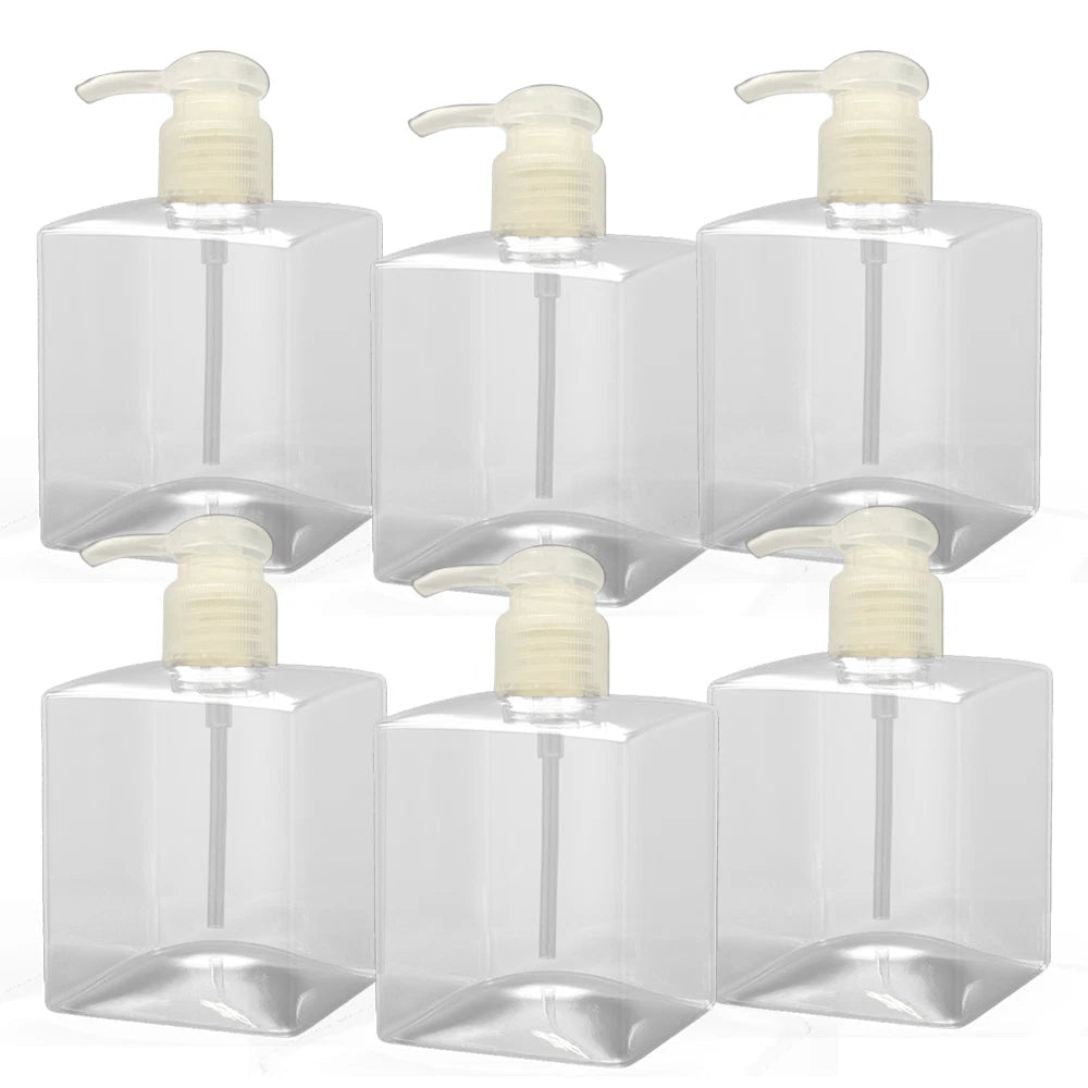 6 Pk Clear Plastic Square Pump Bottles for Lotion, Soap, anything 8oz - Well Life