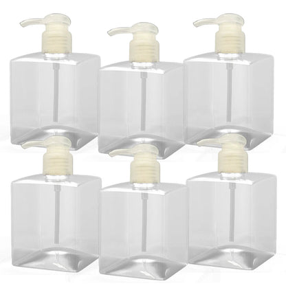 6 Pk Clear Plastic Square Pump Bottles for Lotion, Soap, anything 8oz - Well Life