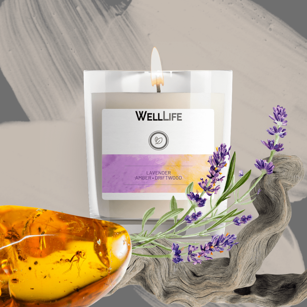 Lavender Amber Driftwood Candle - Well LifeCandle