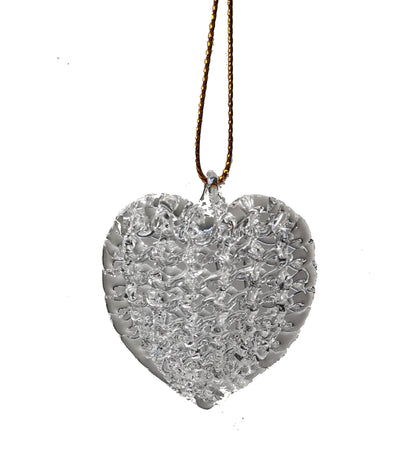 Beautiful Hand Spun Glass Heart Ornaments - Set of 6